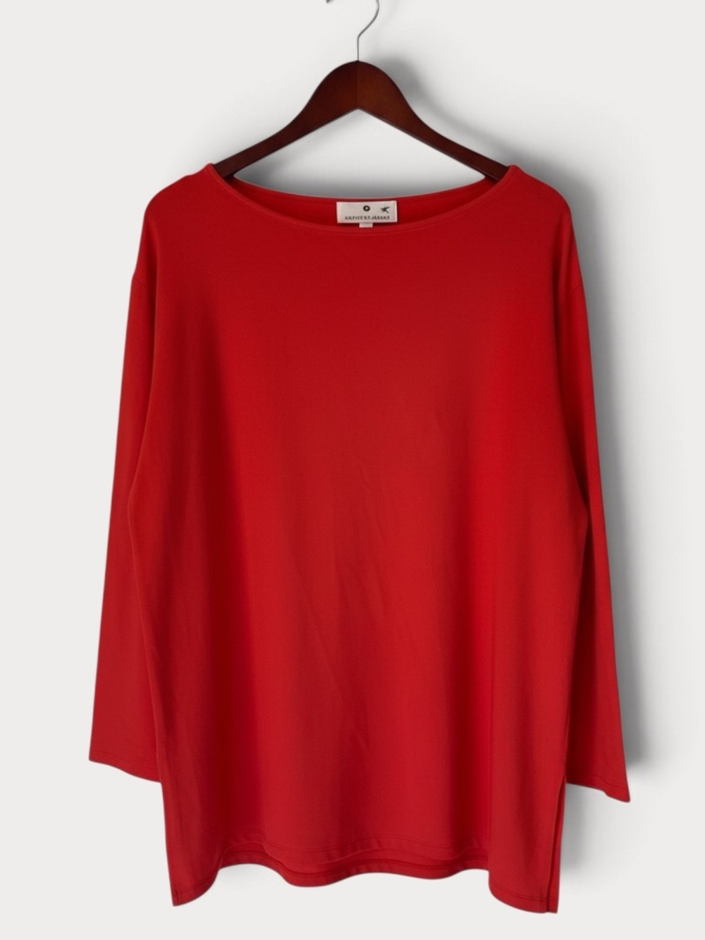 Saks Fifth Avenue Collection 100% Silk Lipstick Red Tunic Top Minimalist Size 6